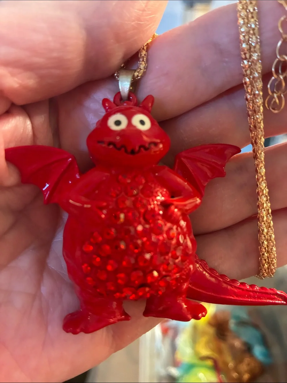 Red Dragon Crystal Pendant Necklace